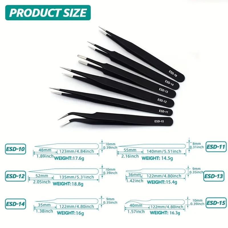 Electronics Repair Tools - 6 قطعة مجموعة ملاقط طويلة دقيقة